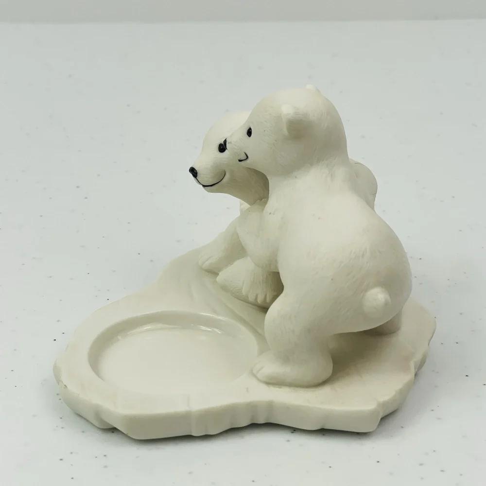 PartyLite Polar Bear Babies Cubs Tealight Holder P90348 Winter White Christmas - Picture 2 of 9